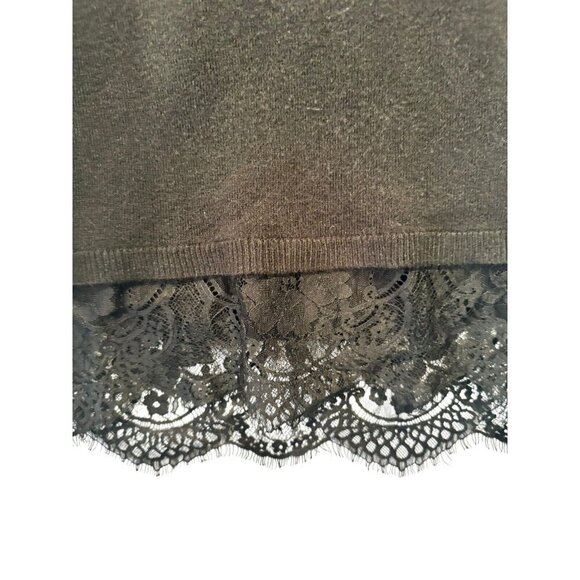 Apt. 9 Women's Black Short Sleeve Tunic Sweater With Lace Bottom Size Medium - Picture 3 of 8